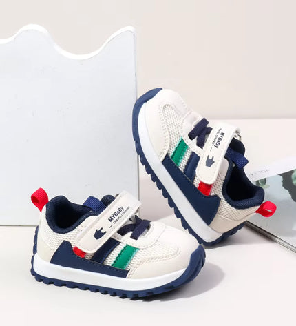 Classic Striped Baby Sneakers for Boys & Girls – Navy, Pink & Beige GS ICONIC