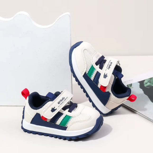 Classic Striped Baby Sneakers for Boys & Girls – Navy, Pink & Beige GS ICONIC