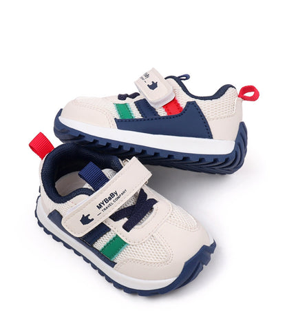 Classic Striped Baby Sneakers for Boys & Girls – Navy, Pink & Beige GS ICONIC