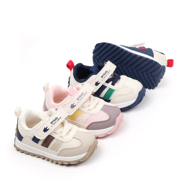 Classic Striped Baby Sneakers for Boys & Girls – Navy, Pink & Beige GS ICONIC