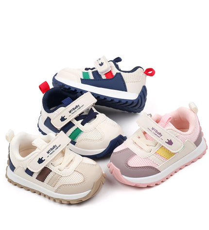 Classic Striped Baby Sneakers for Boys & Girls – Navy, Pink & Beige GS ICONIC