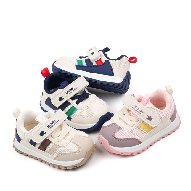 Classic Striped Baby Sneakers for Boys & Girls – Navy, Pink & Beige GS ICONIC