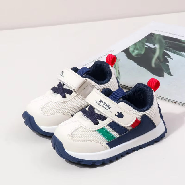 Classic Striped Baby Sneakers for Boys & Girls – Navy, Pink & Beige GS ICONIC