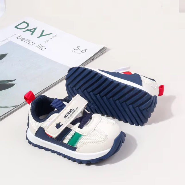Classic Striped Baby Sneakers for Boys & Girls – Navy, Pink & Beige GS ICONIC