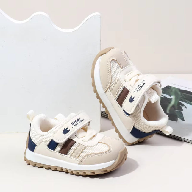Classic Striped Baby Sneakers for Boys & Girls – Navy, Pink & Beige GS ICONIC