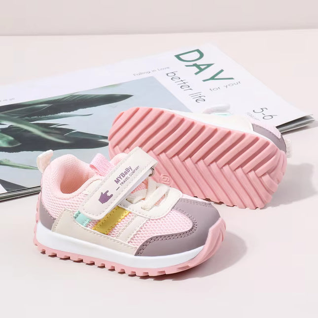 Classic Striped Baby Sneakers for Boys & Girls – Navy, Pink & Beige GS ICONIC