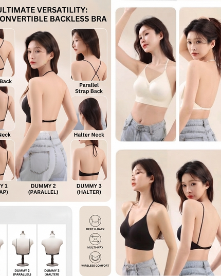 Ultimate Multi-Way Backless Convertible Bralette | Seamless Wireless Comfort GS ICONIC